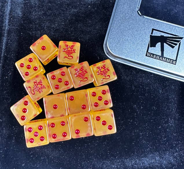 Acrylic D6 Dice Set – Orange Pearlescent – alternate product view