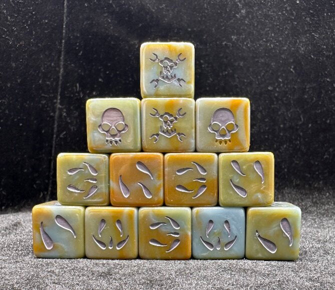 Acrylic D6 Dice Set – Orks Pearlescent