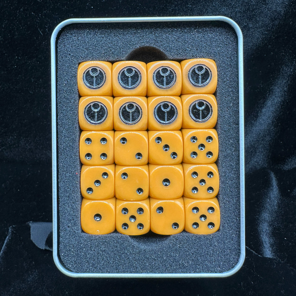 Acrylic D6 Dice Set – Pearlescent Mixed – Two-piece style Titanium Empire dice, Titanium Empire Vision Enclave