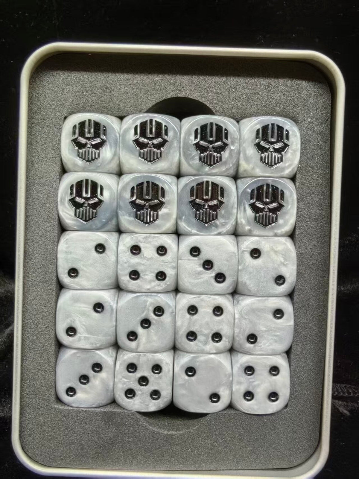 Acrylic D6 Dice Set – Swirl Pearlescent – alternate product view