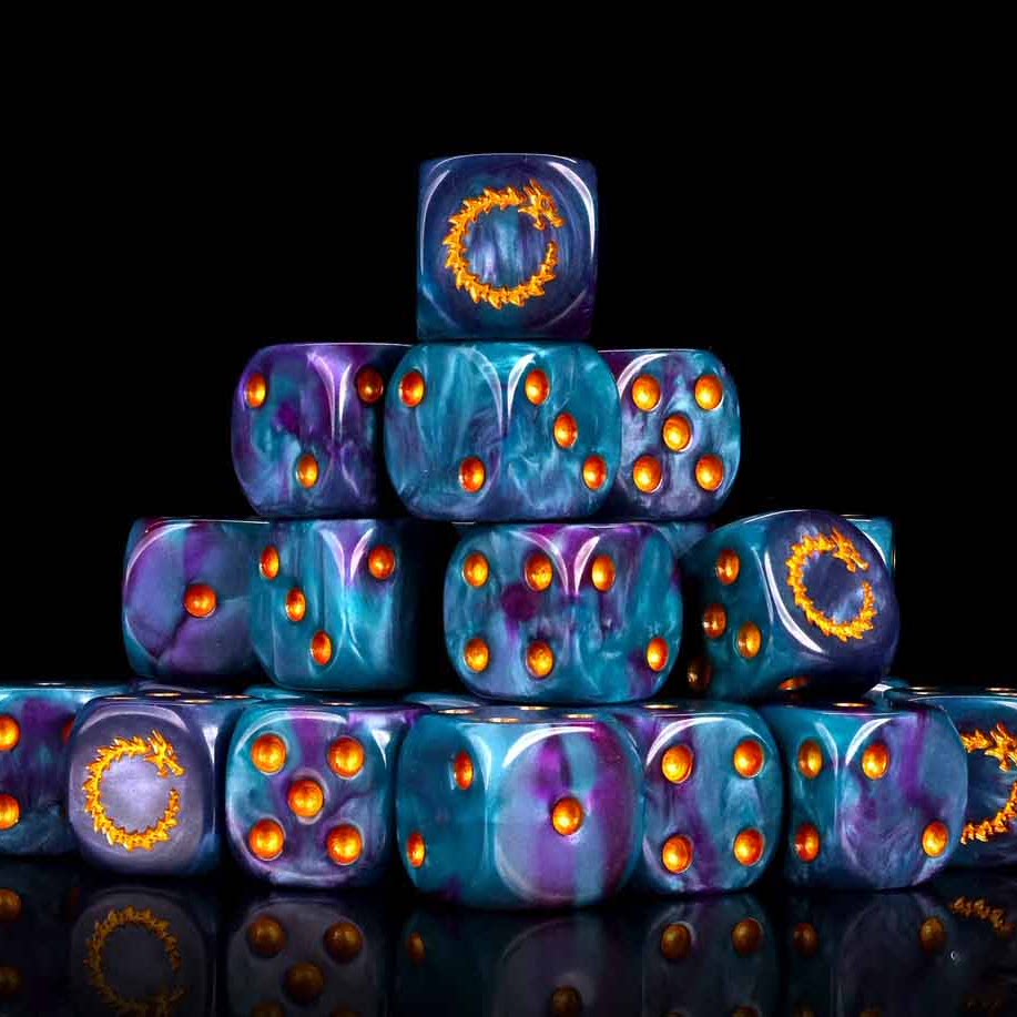 Acrylic D6 Dice – Swirl Pearl