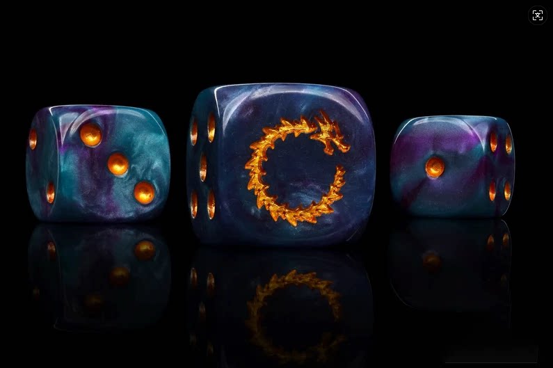 Acrylic D6 Dice – Swirl Pearl – alternate product view