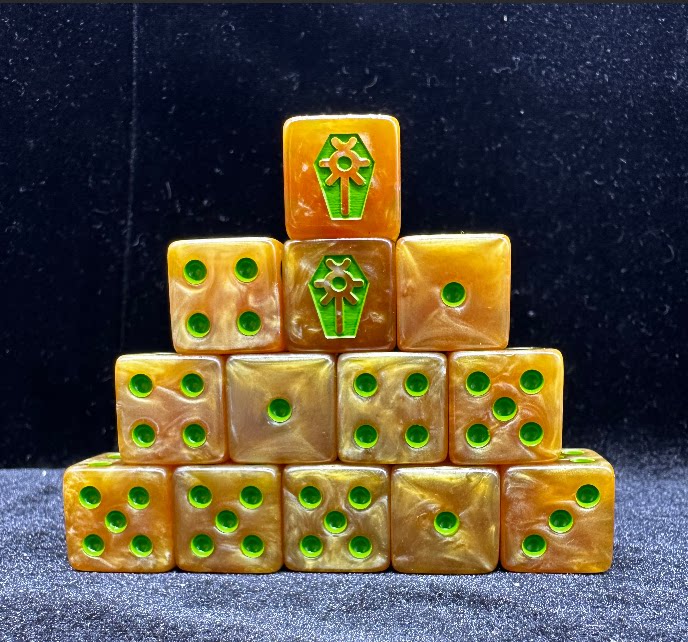 Acrylic D6 Dice – Swirl Pearlescent – 40k Necron 1
