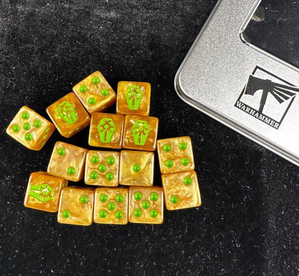 Acrylic D6 Dice – Swirl Pearlescent – 40k Necron 1 – alternate product view