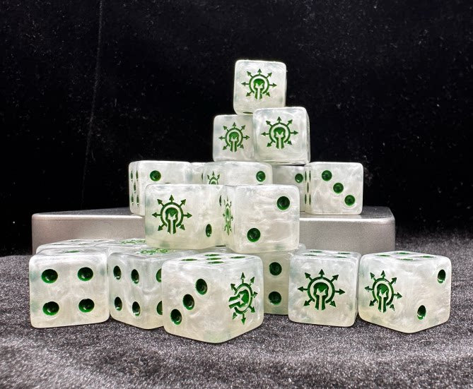 Acrylic D6 Dice – Swirl Pearlescent – Chaos Knights 1 – alternate product view