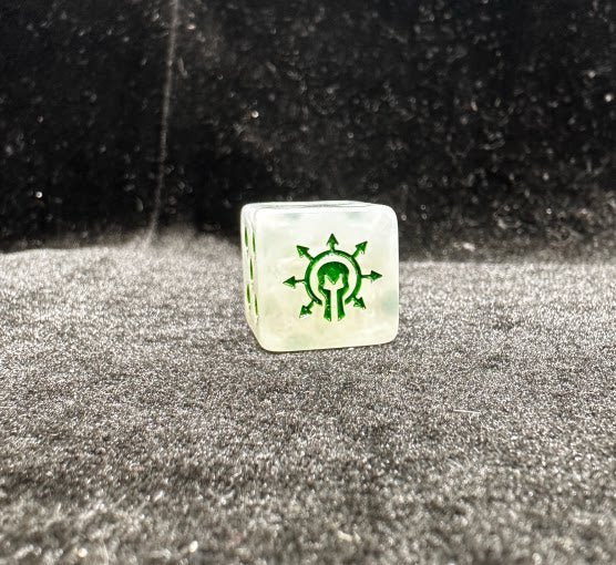 Acrylic D6 Dice – Swirl Pearlescent – Chaos Knights 1 – alternate product view