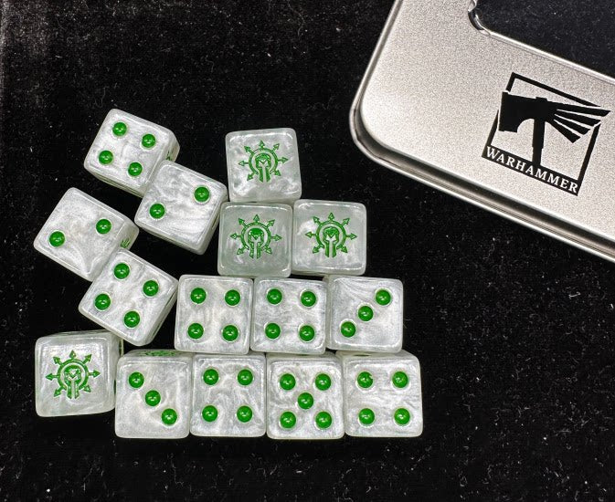 Acrylic D6 Dice – Swirl Pearlescent – Chaos Knights 1 – alternate product view