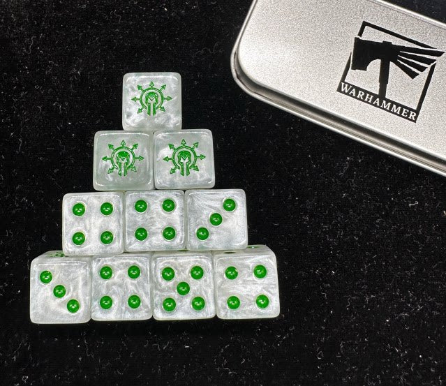 Acrylic D6 Dice – Swirl Pearlescent – Chaos Knights 1 – alternate product view
