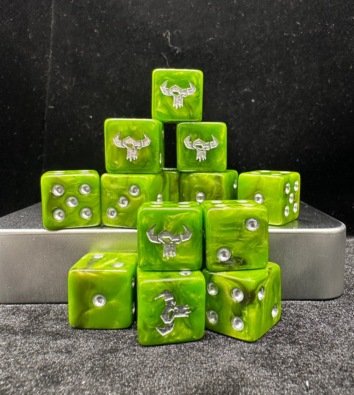 Acrylic D6 Dice – Turquoise Vortex – alternate product view