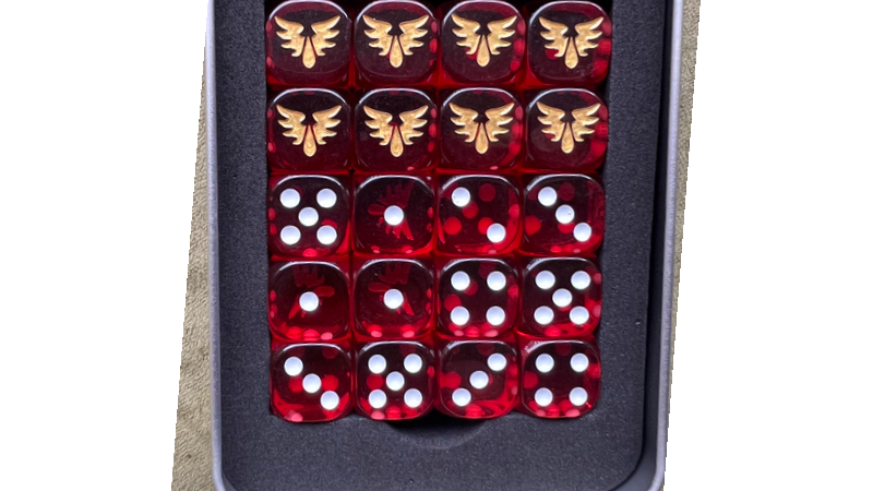 Acrylic D6 Dice – White Pips – alternate product view