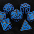 Acrylic DND Dice Set – Personalized Design – Personalized Design 2 – Blue patterned acrylic DND dice set