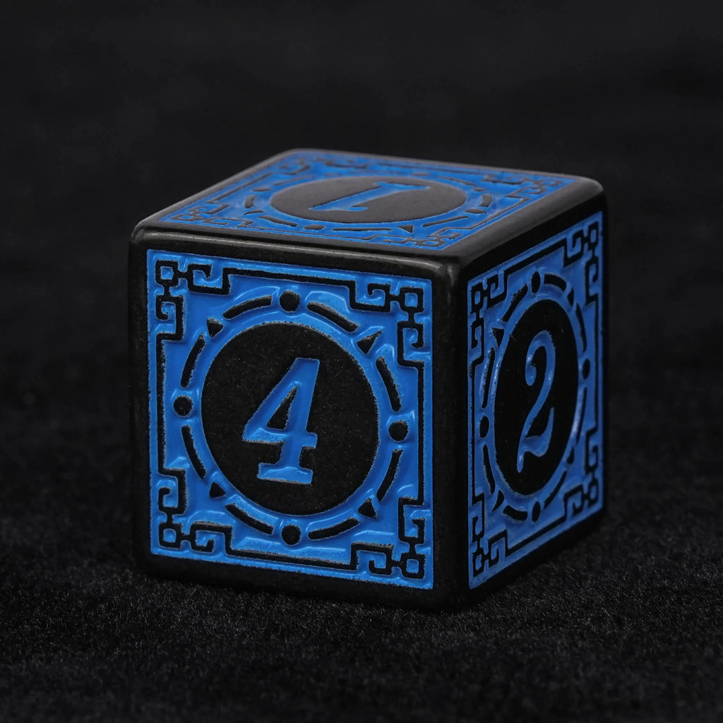 Acrylic DND Dice Set – Personalized Design – Personalized Design 2 – Blue patterned acrylic DND dice set