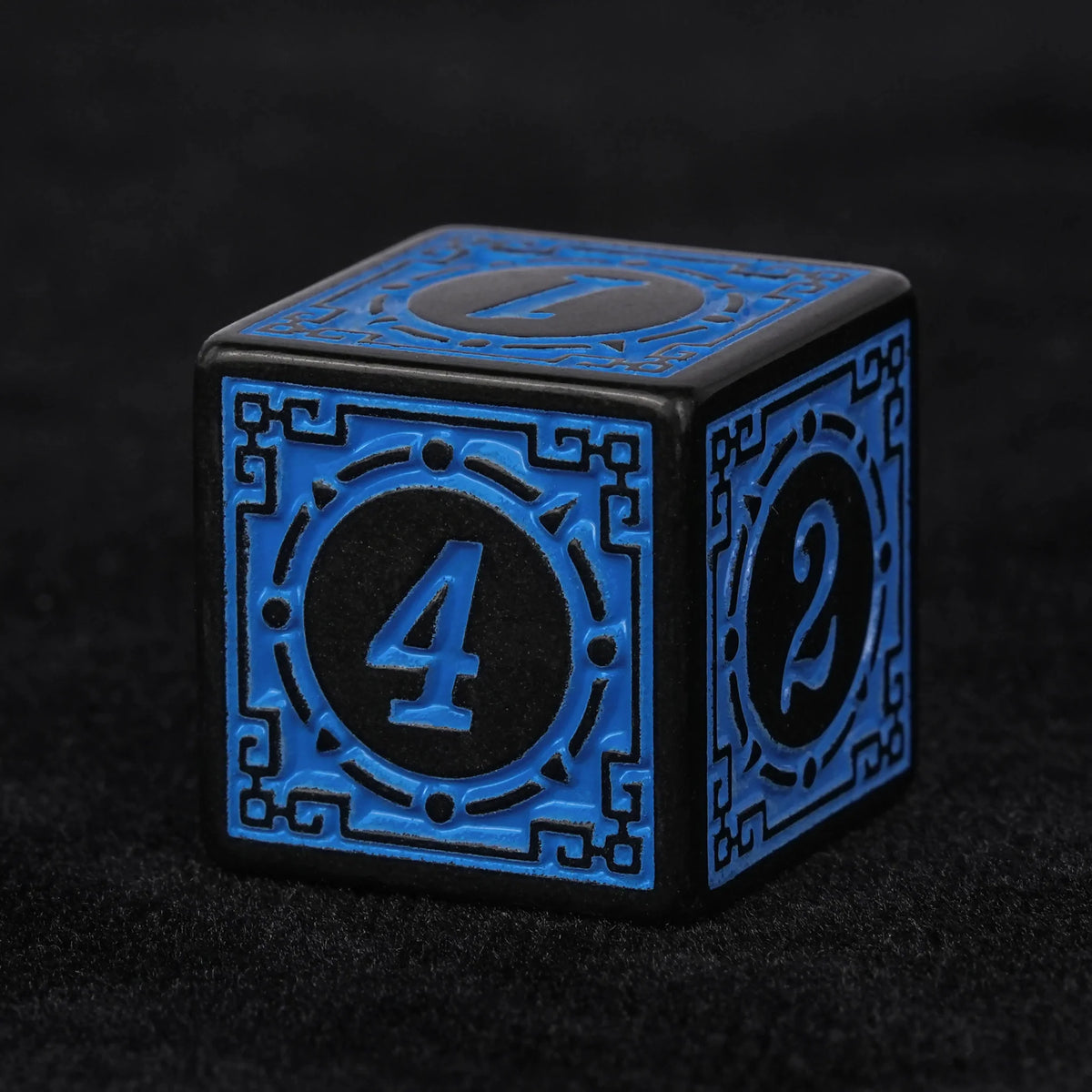 Acrylic DND Dice Set – Personalized Design – Personalized Design 2 – Blue patterned acrylic DND dice set
