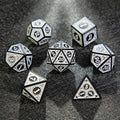 Acrylic DND Dice Set – Personalized Design – Personalized Design 3 – Black and White Elegant Acrylic DND Dice Set