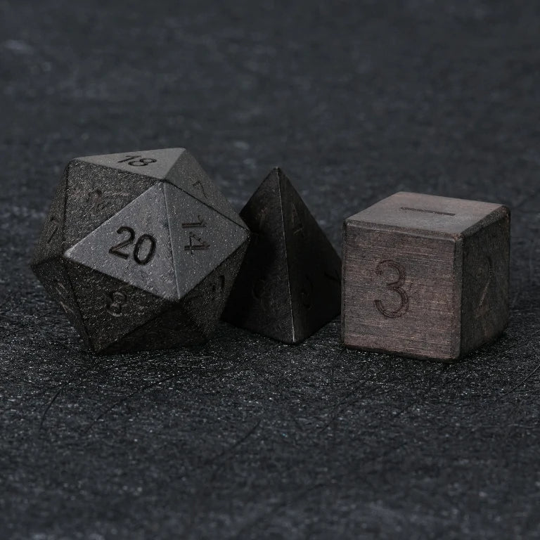 African Blackwood Acrylic DND Dice Set – African Blackwood D&D D20, D4, and D6 Dice