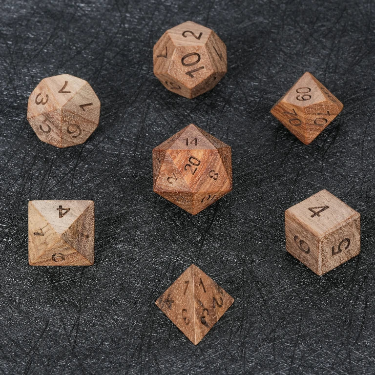 African Teak Acrylic D&D Dice Set – African Teak DND Dice Set