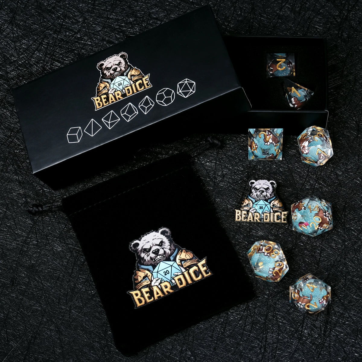 American Pit Liquid Core Dice Set – Gold Numbers – alternate product view