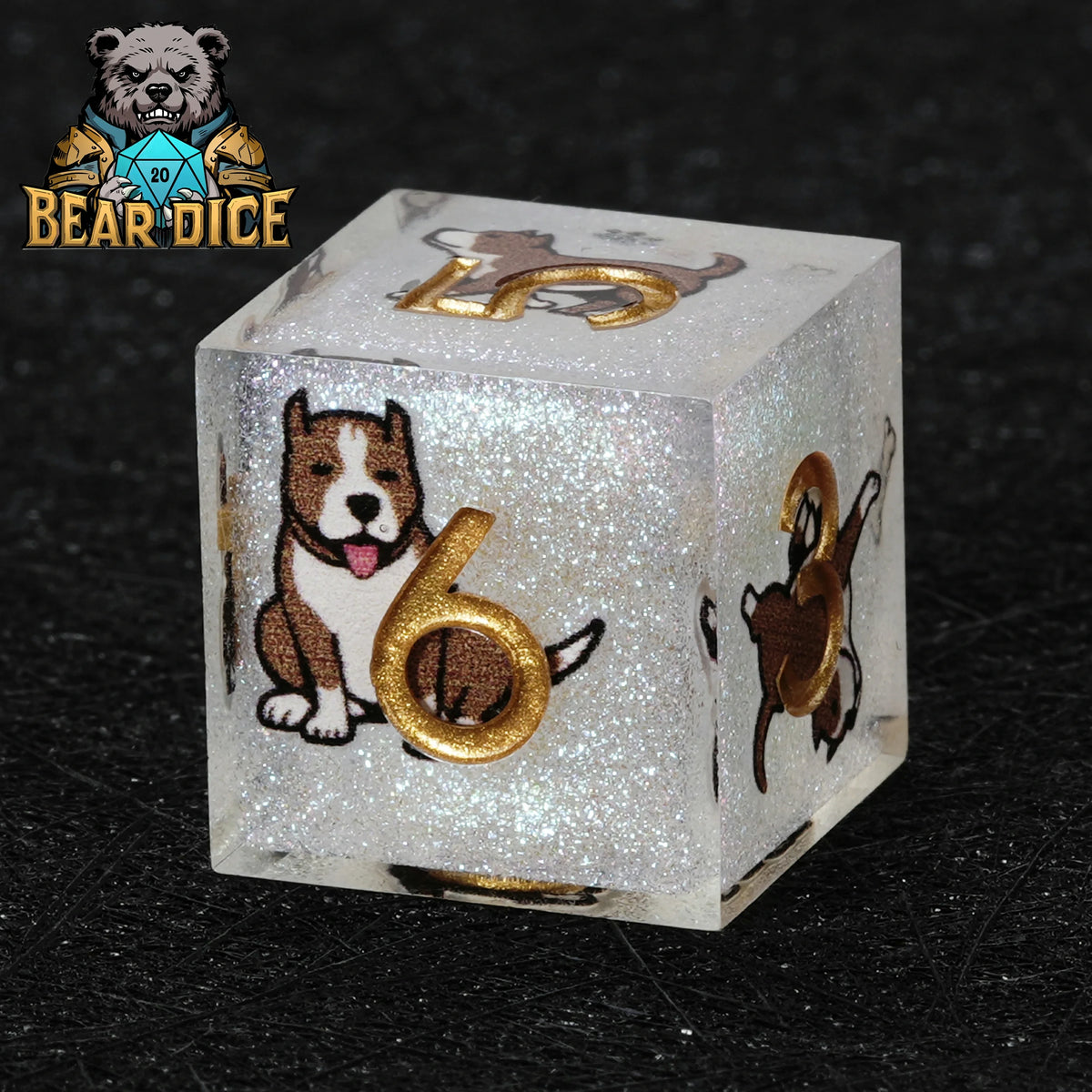 American Pit Resin D6 Dice – Glitter