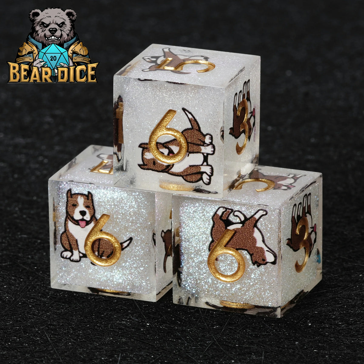 American Pit Resin D6 Dice – Glitter – alternate product view