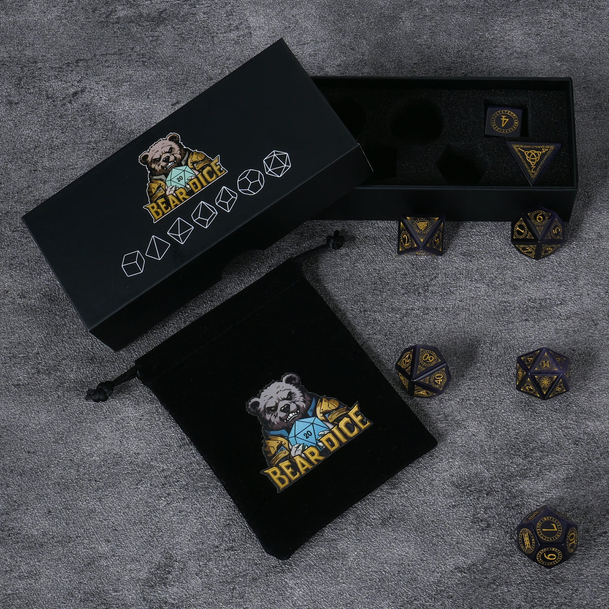 Amethyst Magical Natural Stone DND Dice Set – alternate product view