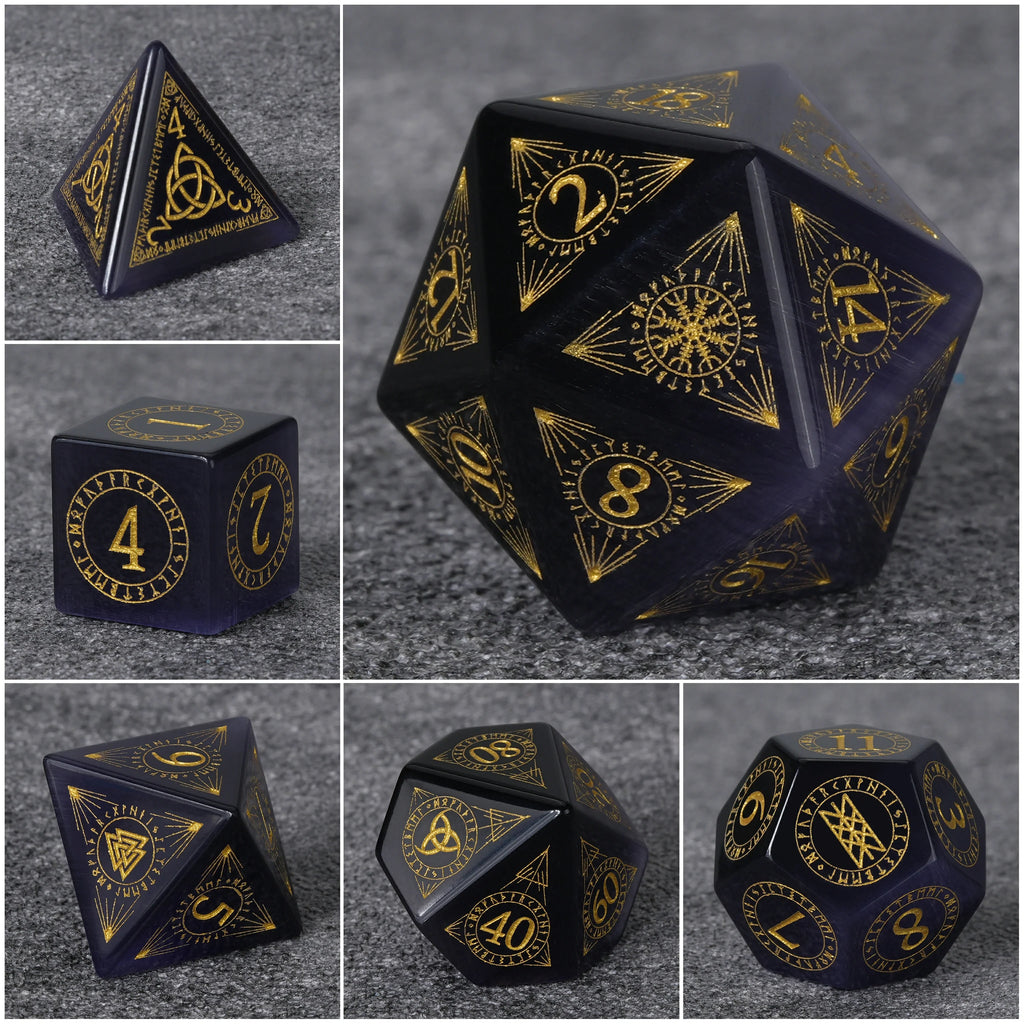Amethyst Magical Natural Stone DND Dice Set