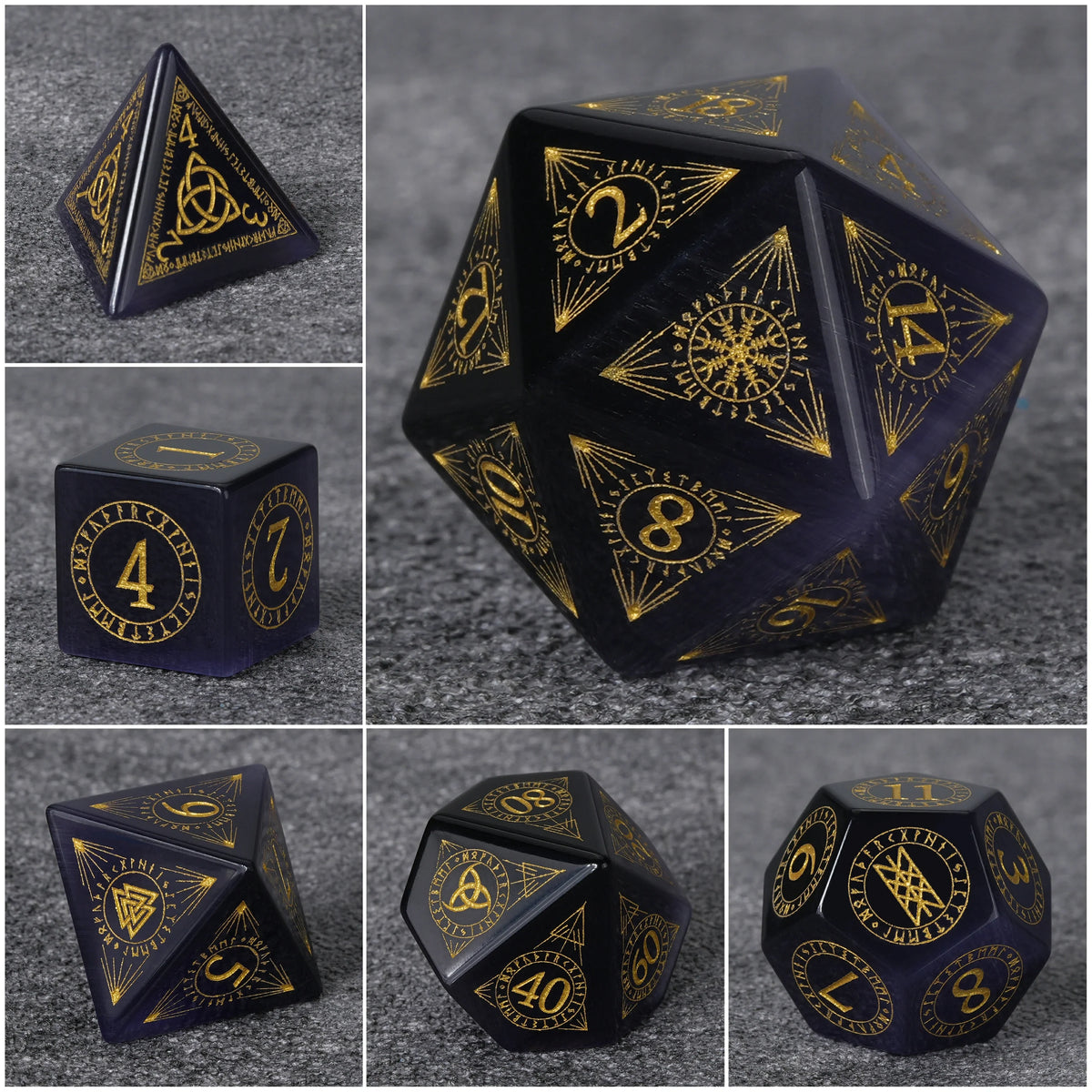 Amethyst Magical Natural Stone DND Dice Set