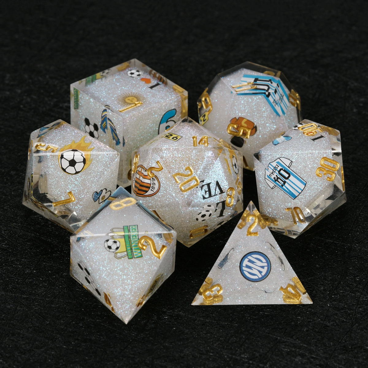 Argentina Soccer Resin RPG Dice Set – Glitter