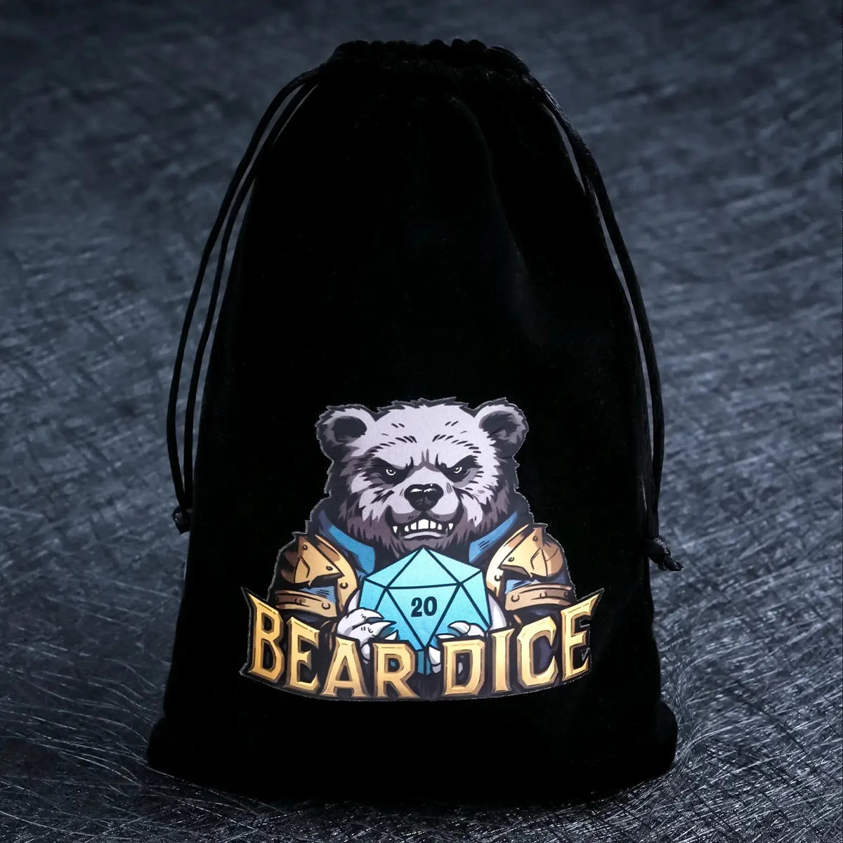 Bags Logo Dice Bag – 's black velvet drawstring dice bag holds 1-2 sets of standard-sized D&D dice