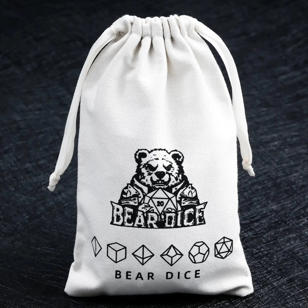 Bags Logo Dice Bag – 's white canvas drawstring dice bag holds 1-3 sets of standard-sized D&D dice