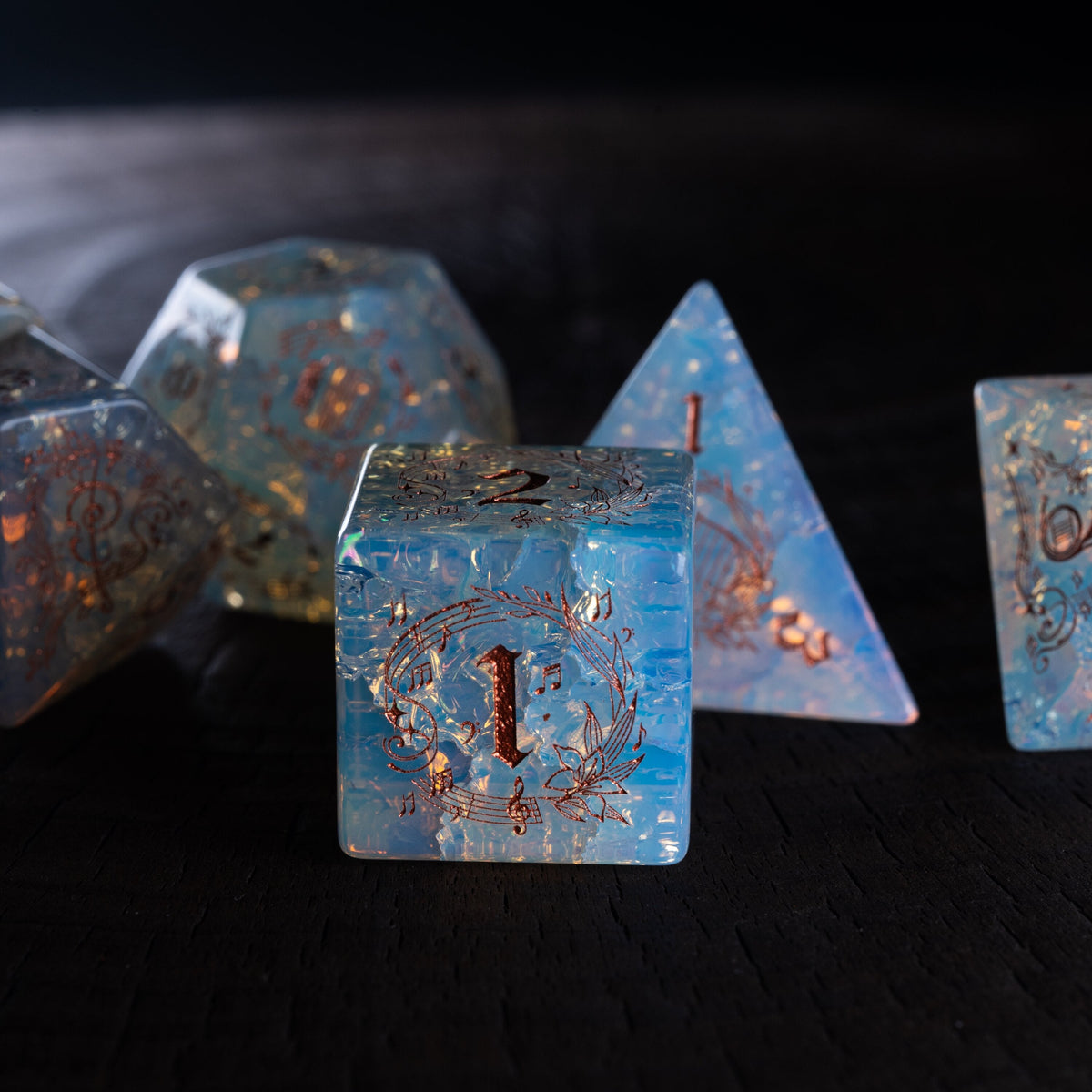 Bard Gemstone DND Dice Set – Harp Opal – alternate product view