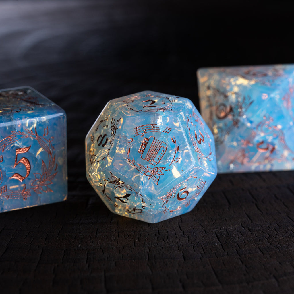 Bard Gemstone DND Dice Set – Harp Opal – alternate product view