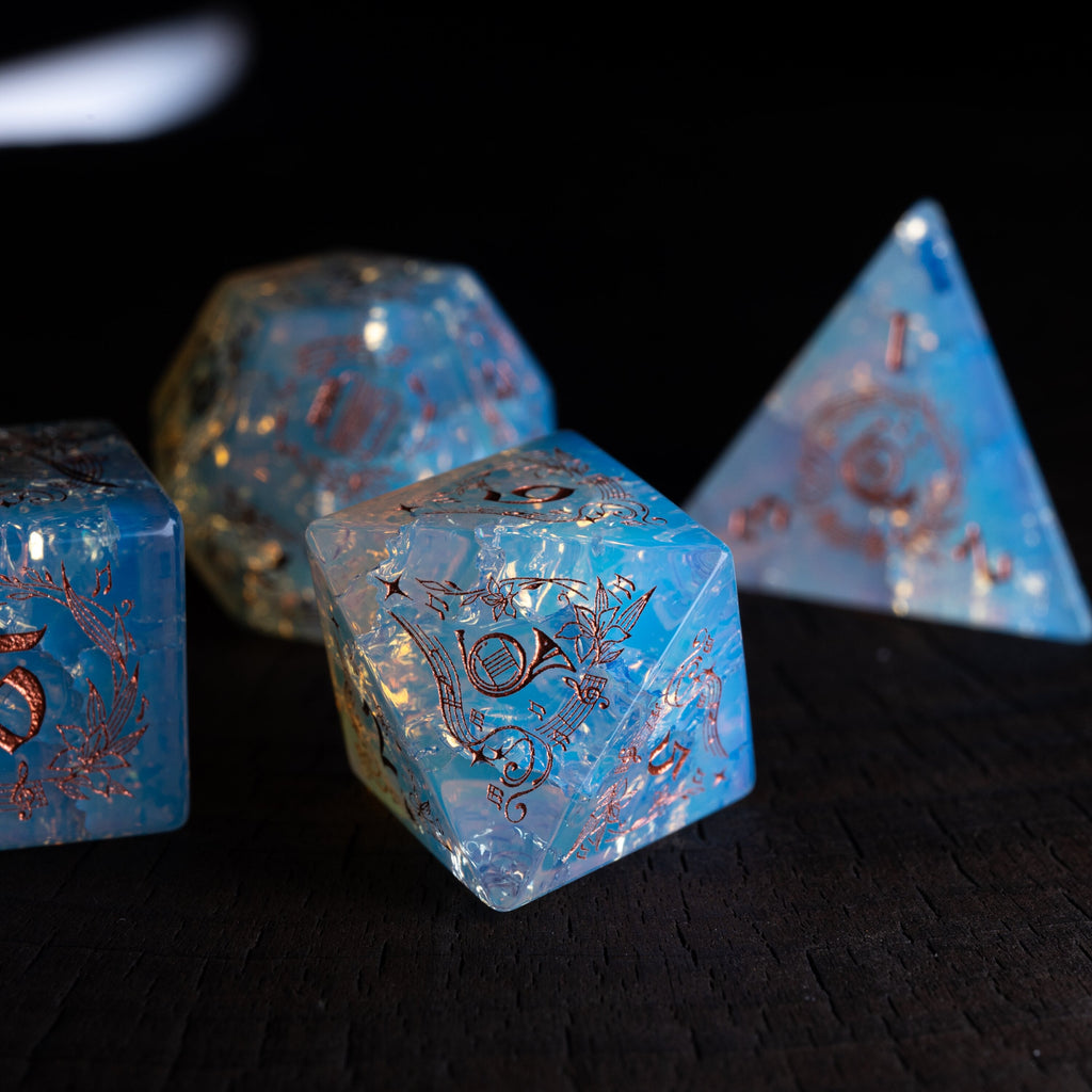 Bard Gemstone DND Dice Set – Harp Opal – alternate product view