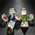 Bard Gemstone DND Dice Set – Prism Gem – Artistic Dice: Prism Glass DND Dice Set, engraved with gold numbers, reflects