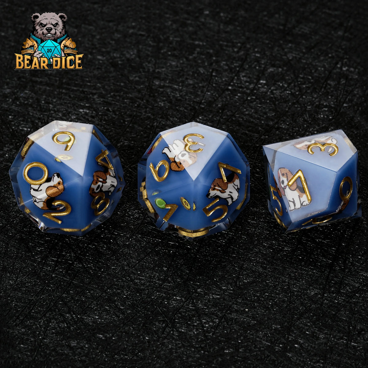 Beagle Blue Resin D10 Die – RPG Dice – alternate product view