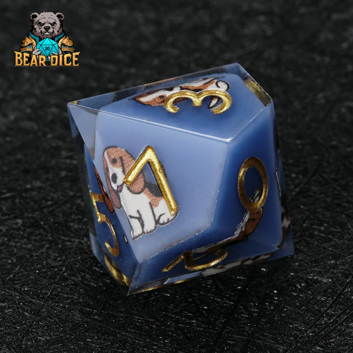 Beagle Blue Resin D10 Die – RPG Dice – alternate product view