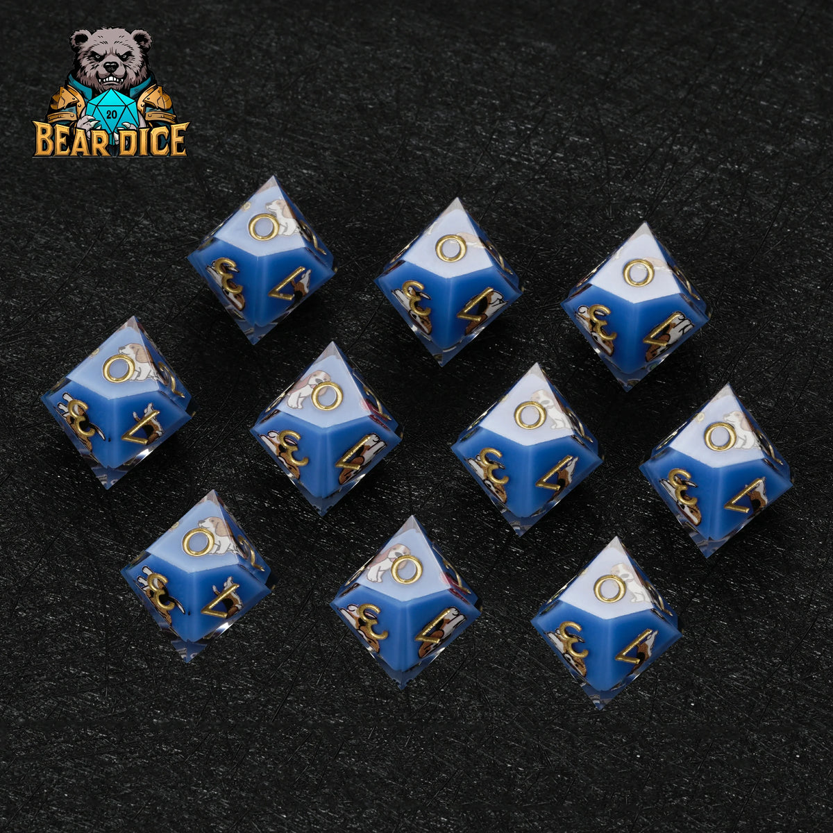 Beagle Blue Resin D10 Die – RPG Dice