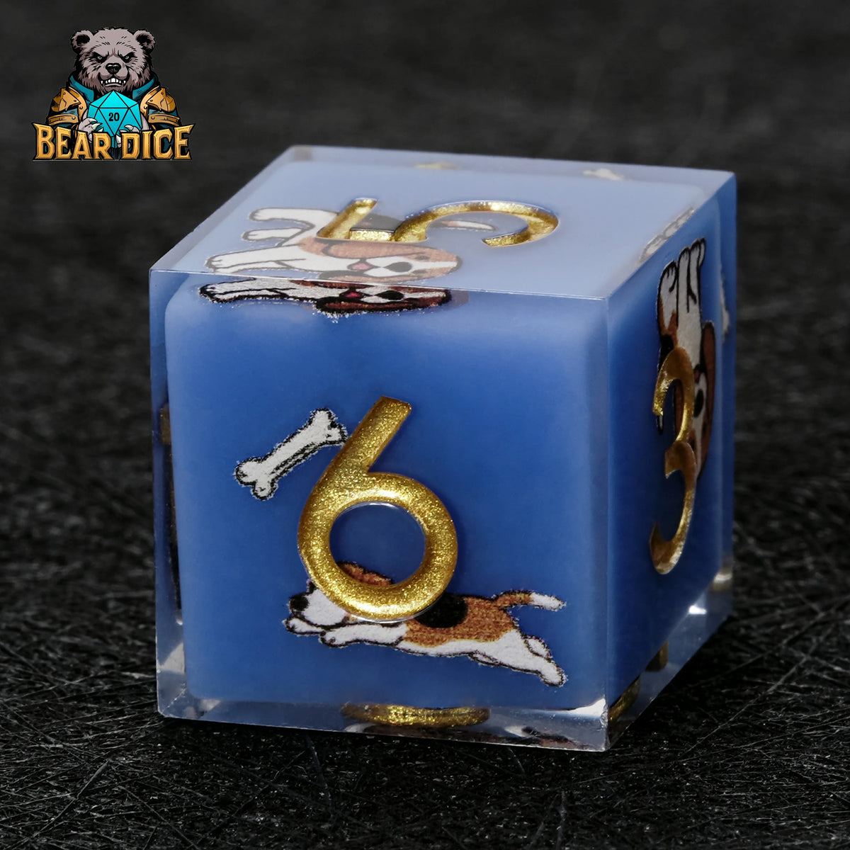 Beagle Blue Resin D6 Die – Cute RPG Dice – alternate product view