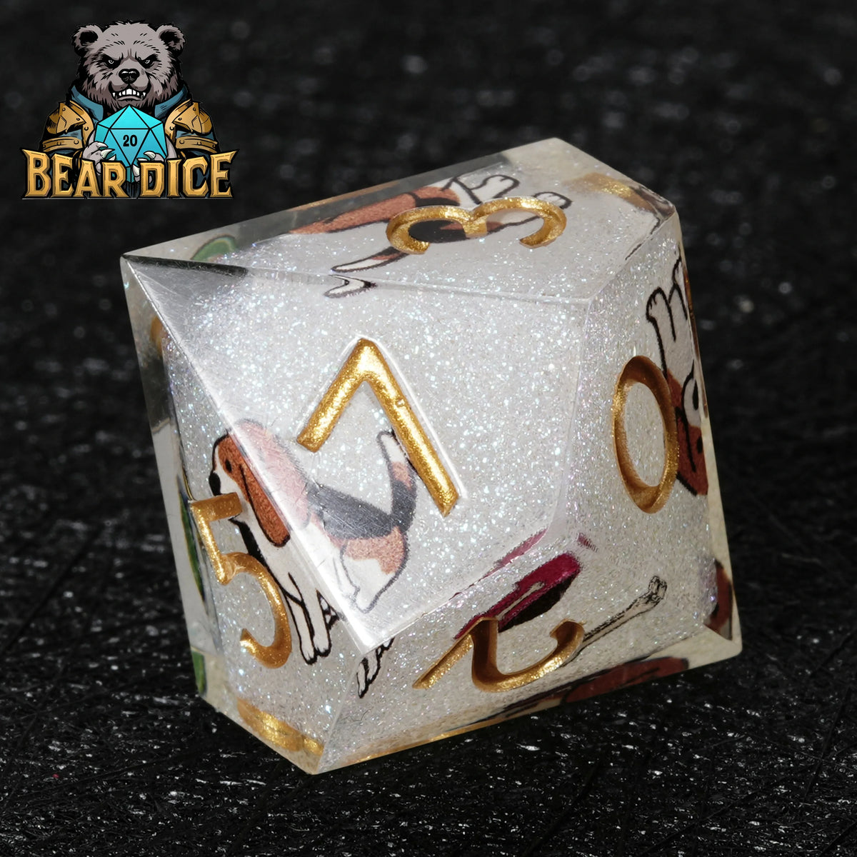 Beagle Glitter Resin D10 Dice – alternate product view
