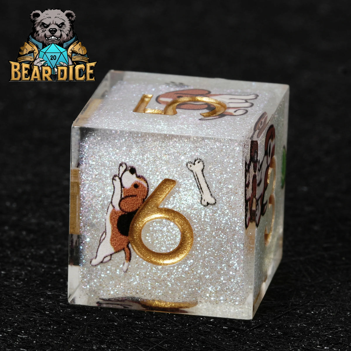 Beagle Glitter Resin D6 Dice Set – alternate product view