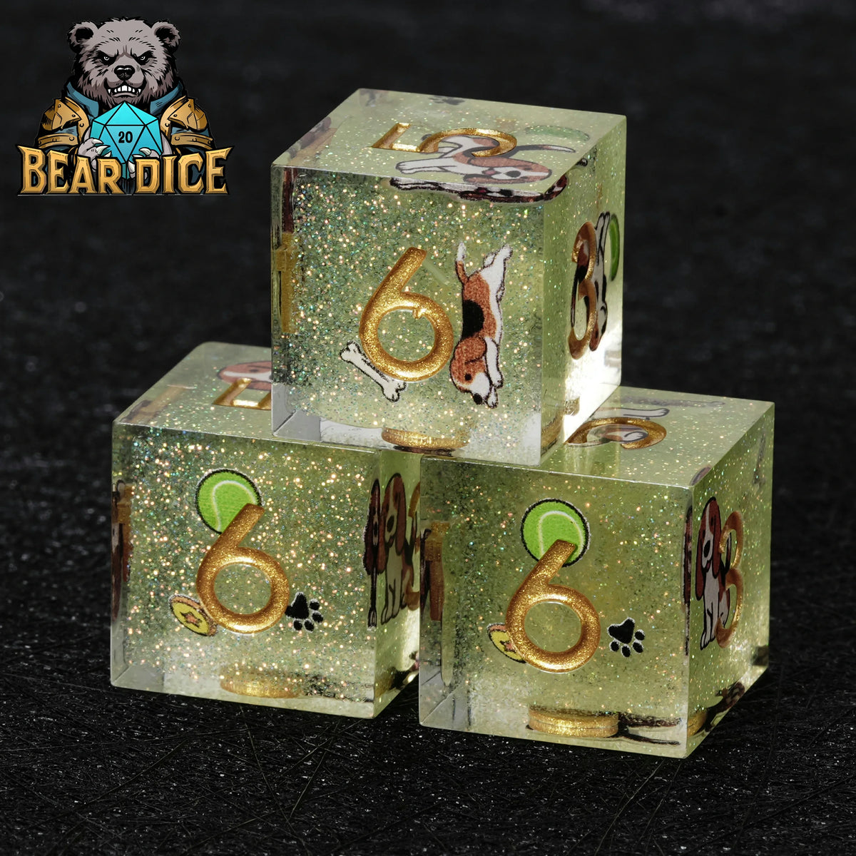 Beagle Glitter Resin D6 Die