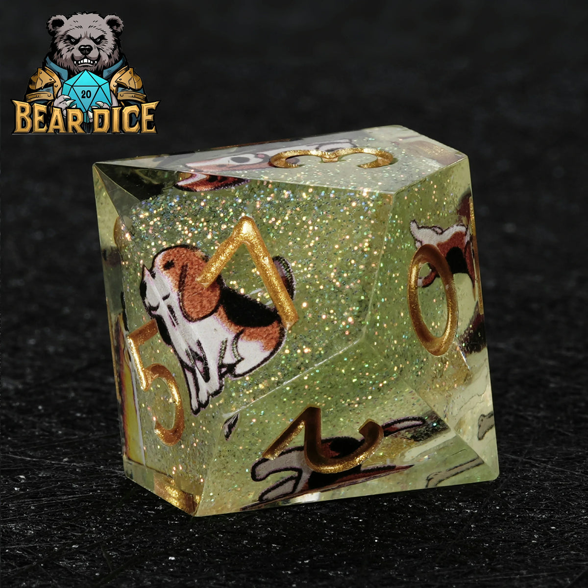 Beagle Glitter Resin DND Dice Set – alternate product view