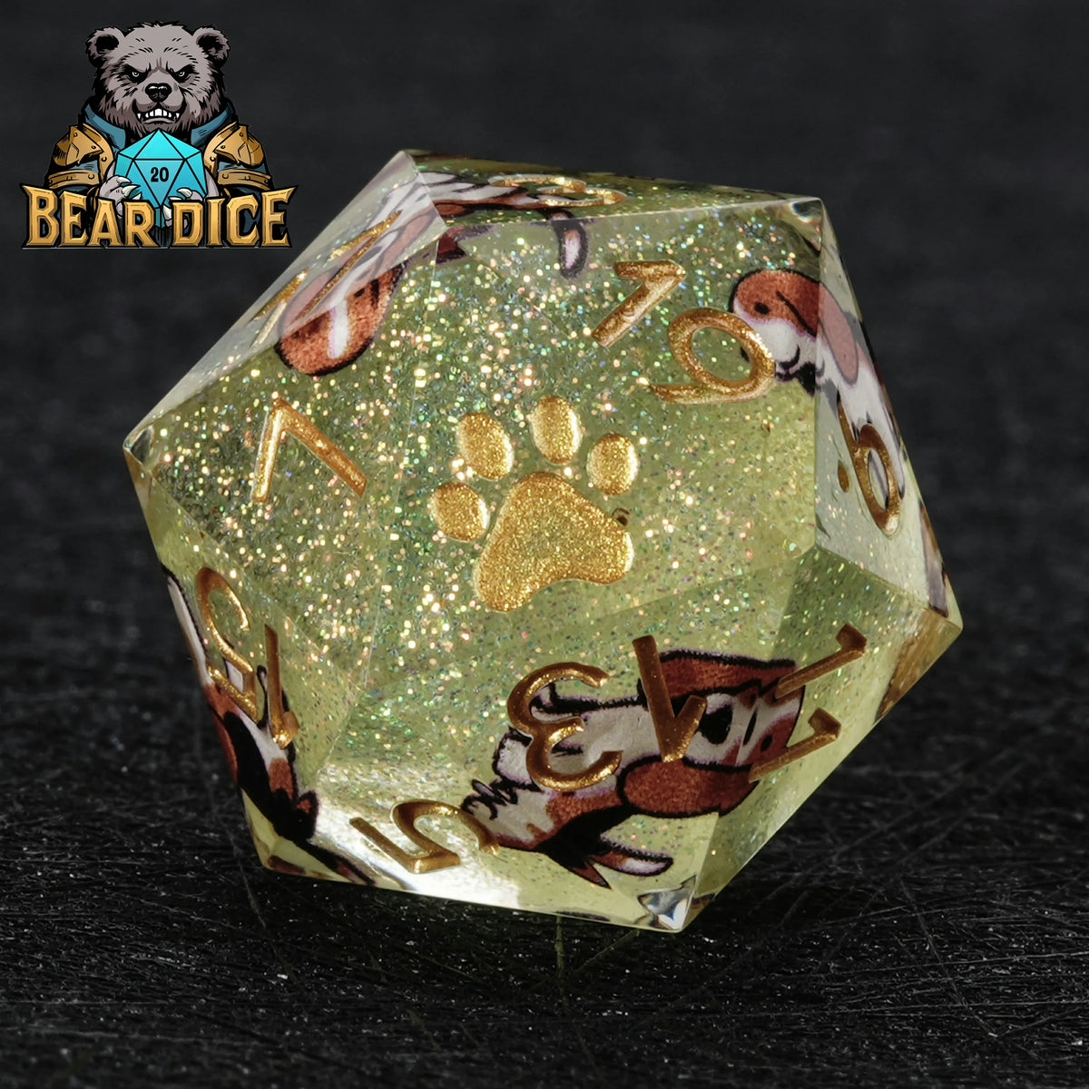 Beagle Glitter Resin RPG Dice Set – alternate product view