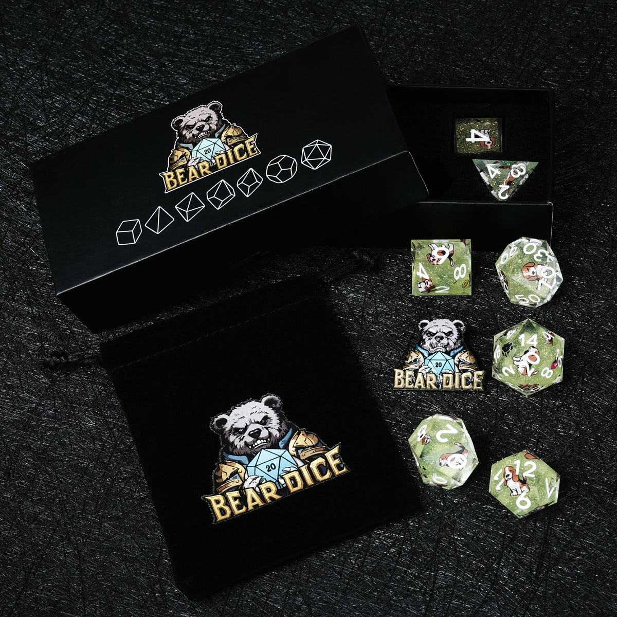 Beagle Liquid Core Dice Set – Gold Numbers – alternate product view
