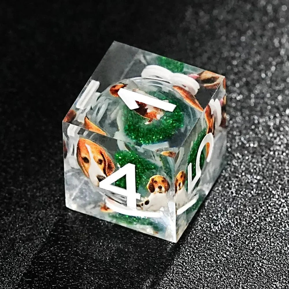 Beagle Resin D&D Dice Set – Green Resin D&D Dice Set - Beagle Design