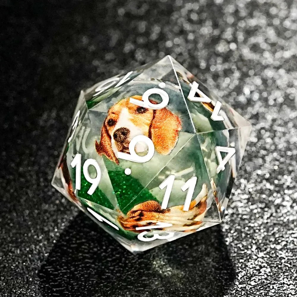 Beagle Resin D&D Dice Set – Green Resin D&D Dice Set - Beagle Design