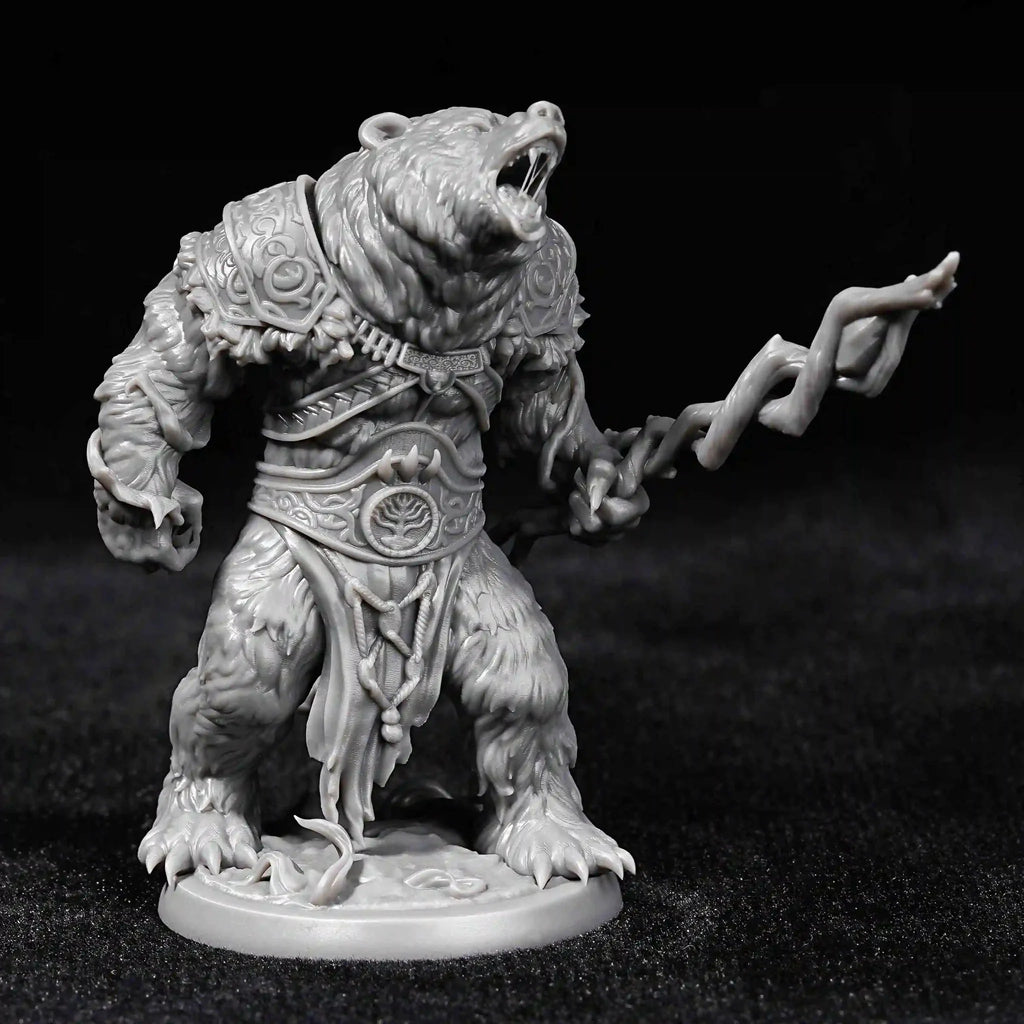 Bear Warrior RPG Miniature – 3D-Printed Tabletop Model – Advanced DND Bear Warrior 3D Printed Desktop Character