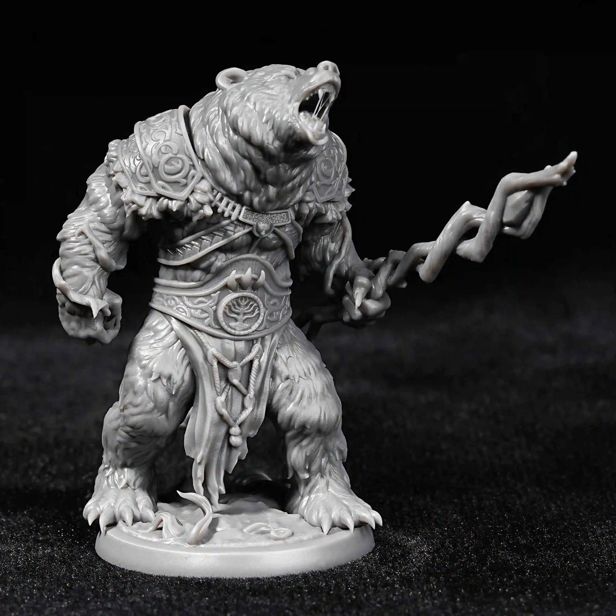 Bear Warrior RPG Miniature – 3D-Printed Tabletop Model – Advanced DND Bear Warrior 3D Printed Desktop Character