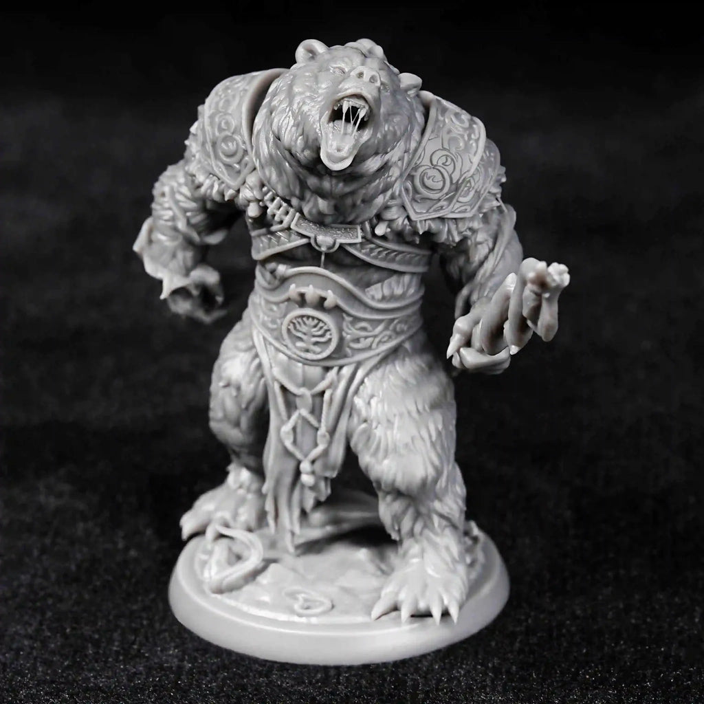 Bear Warrior RPG Miniature – 3D-Printed Tabletop Model – Advanced DND Bear Warrior 3D Printed Desktop Character