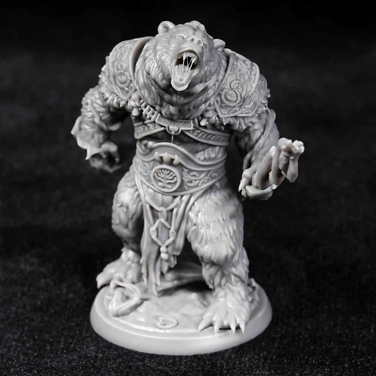 Bear Warrior RPG Miniature – 3D-Printed Tabletop Model – Advanced DND Bear Warrior 3D Printed Desktop Character