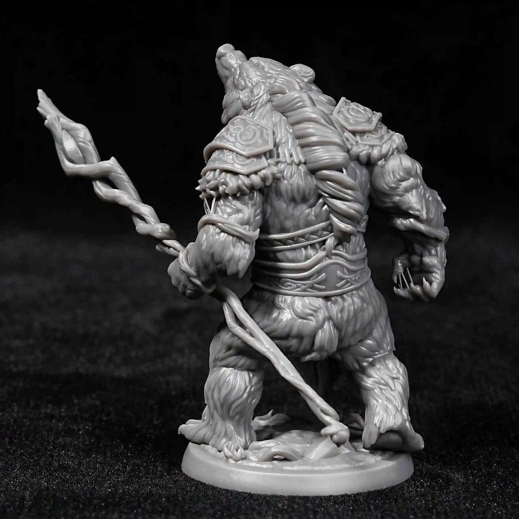 Bear Warrior RPG Miniature – 3D-Printed Tabletop Model – Advanced DND Bear Warrior 3D Printed Desktop Character